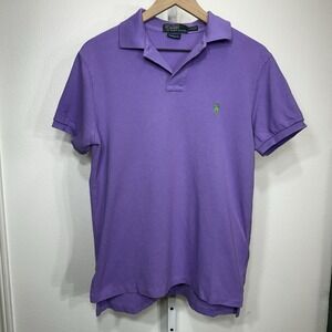 Polo‎ Ralph Lauren Polo Shirt Men Medium Purple Pony Green Short Sleeve